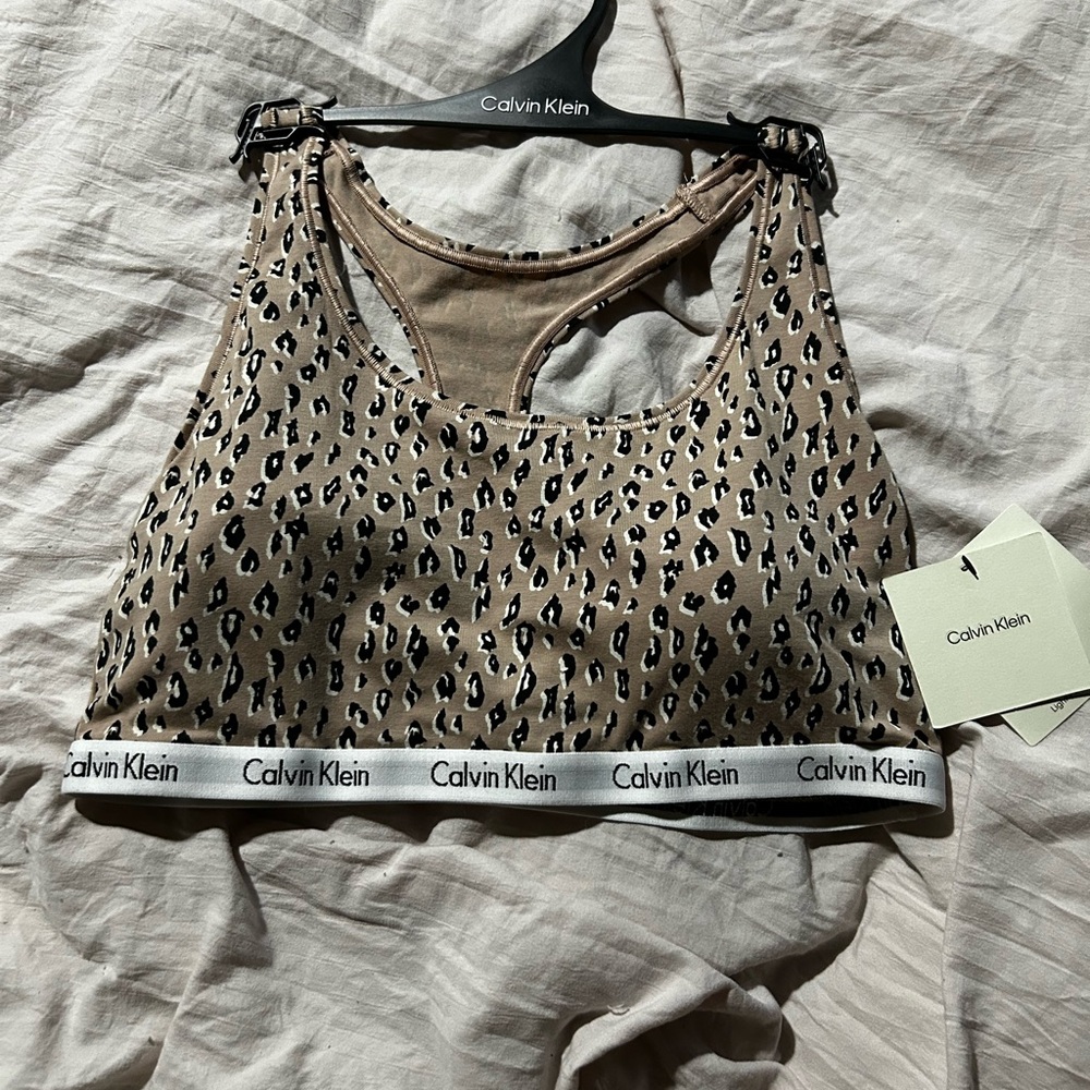 Calvin Klein Animal Print Bra - Tan and Black
